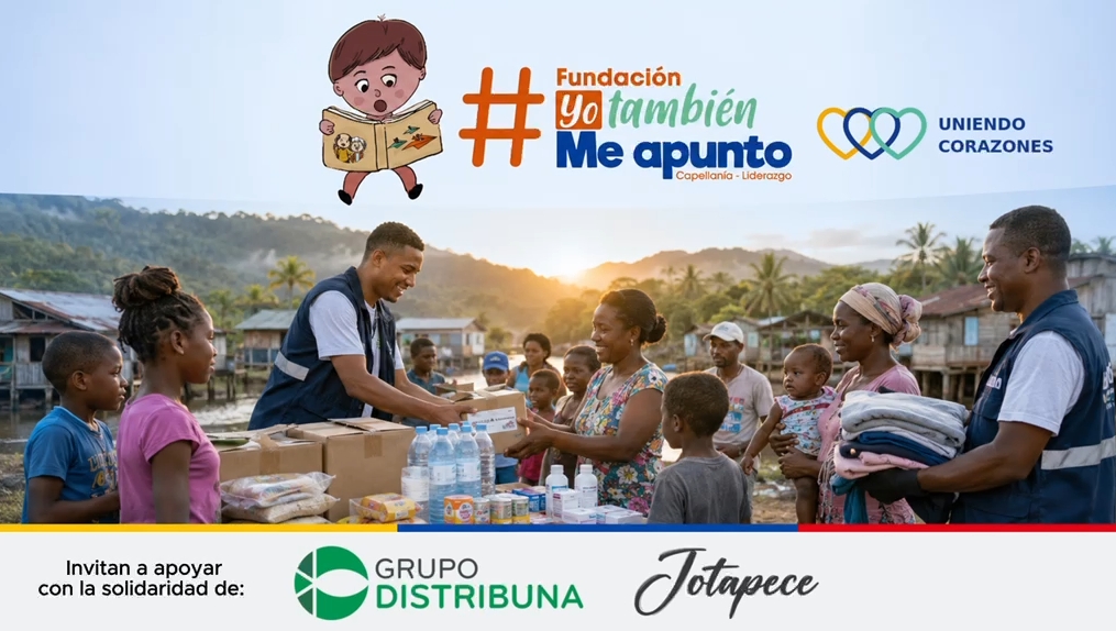 Fundación Yo También Me Apunto y Uniendo Corazones entregando ayudas a las familias. Invitan a apoyar con la solidaridad de Grupo Distribuna y Jotapece
